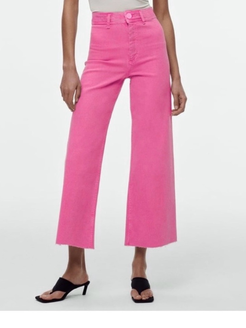 Women’s Popular Zara Marine Pink Wide Leg Cropped Pant SZ 4